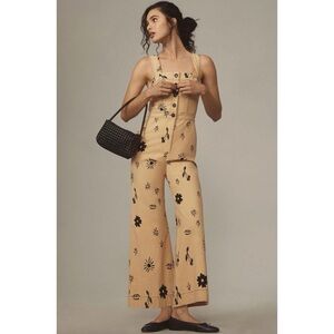 NWT Anthropologie Tan Floral Jumpsuit
